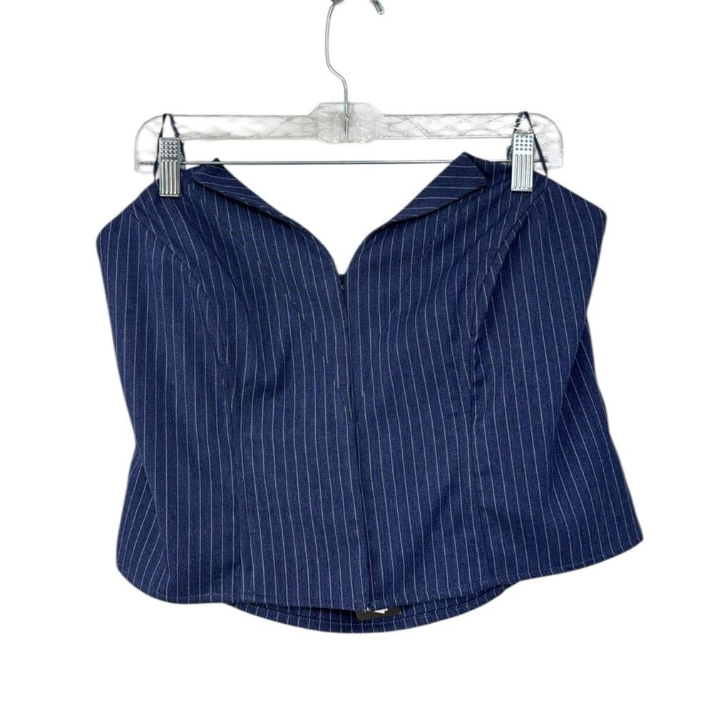 NEW Royalty by Maluma Macy’s Pinstripe Bustier Top - Size 18 - Picture 4 of 10